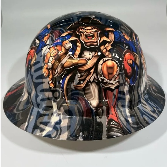 New Full Brim Hard Hat Custom Hydro Dipped NEW ENGLAND PATRIOTS SICK NEW DESIGN - Picture 5 of 6